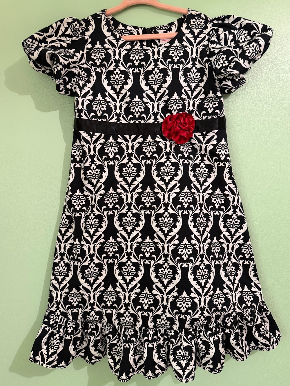 Hanna Andersson Black and White Damask Party Tea Dress 6 7